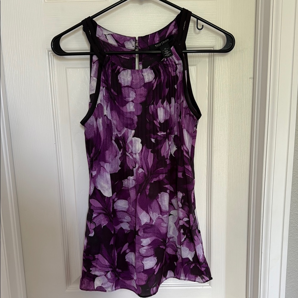 White House Black Market Violet Floral Tank Top